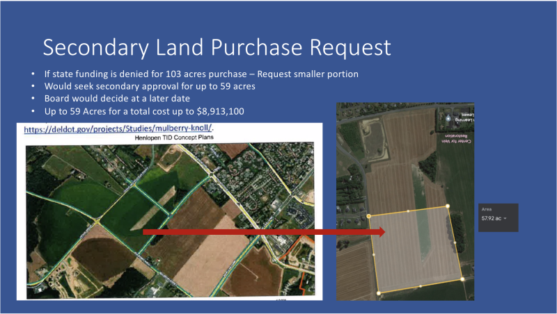 If the state denies the 103-acre purchase, district officials plan to request the ability to purchase up to 59 acres of that property.